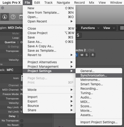 Logic Pro X Projects > Synchronize
