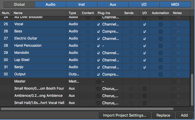 Import Project Settings